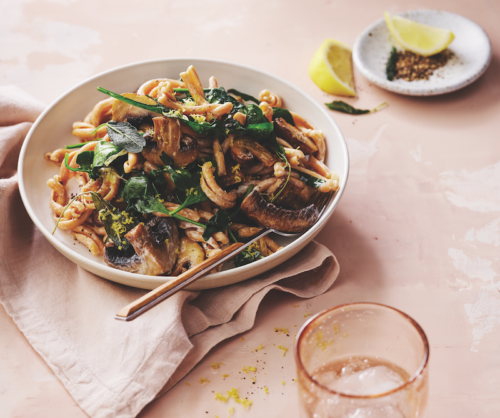 Roasted mushroom and garlic pasta