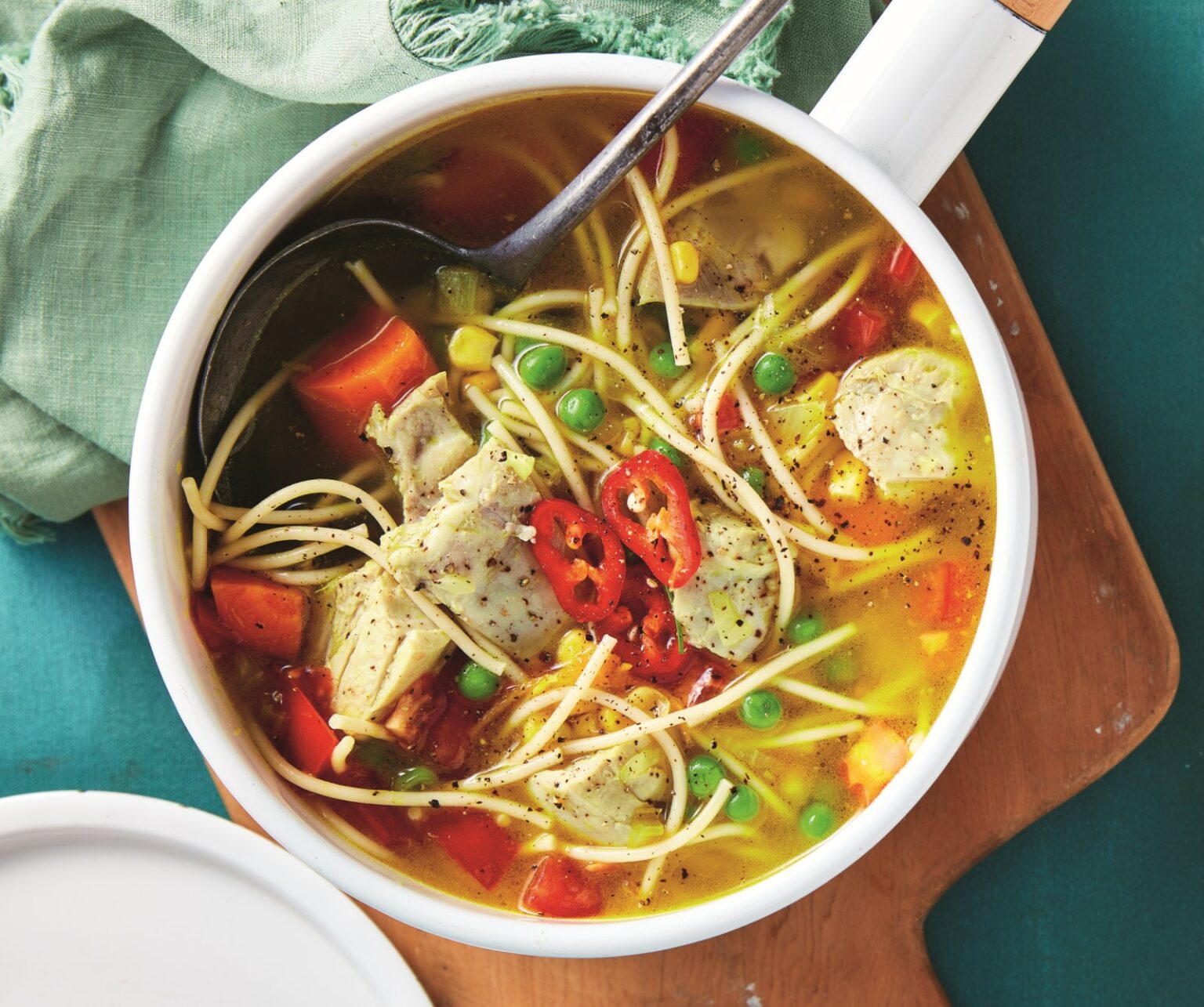 Soothing chicken noodle soup