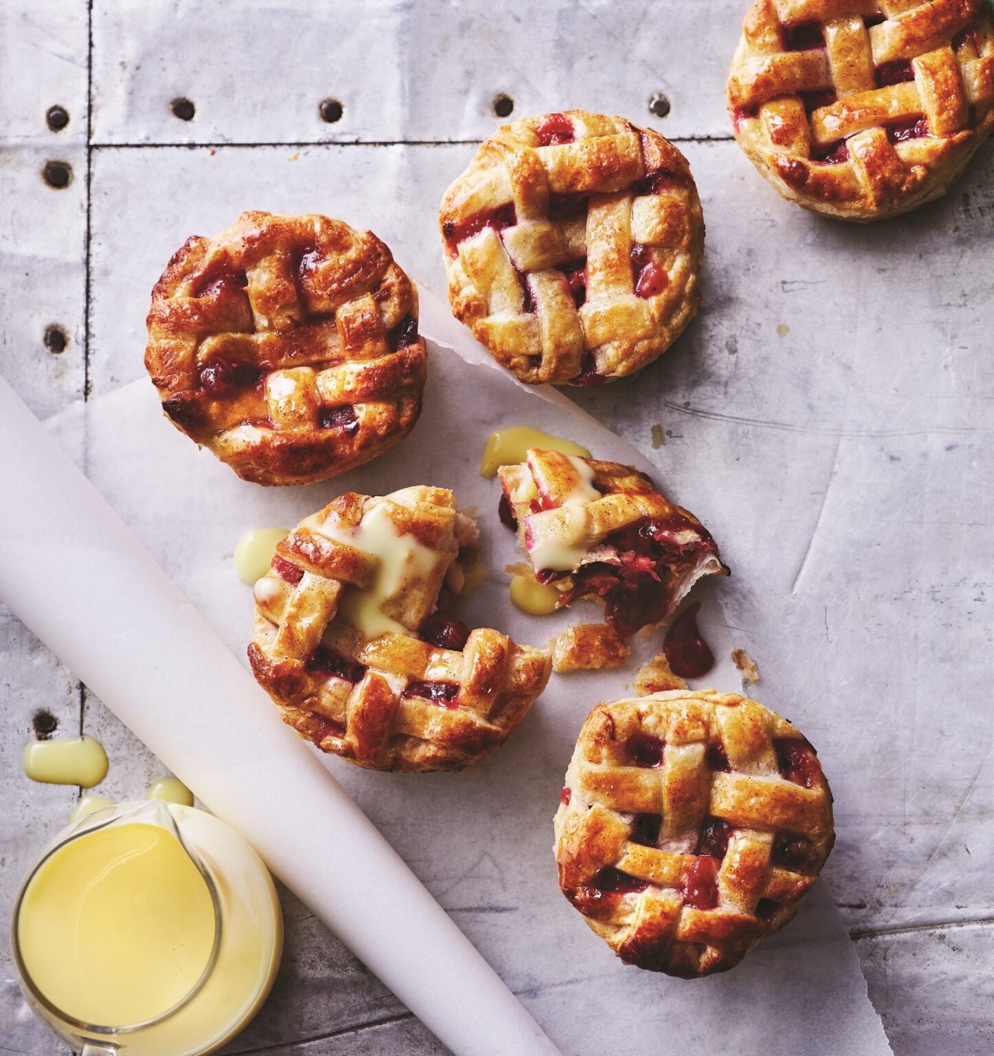 Rhubarb custard pies