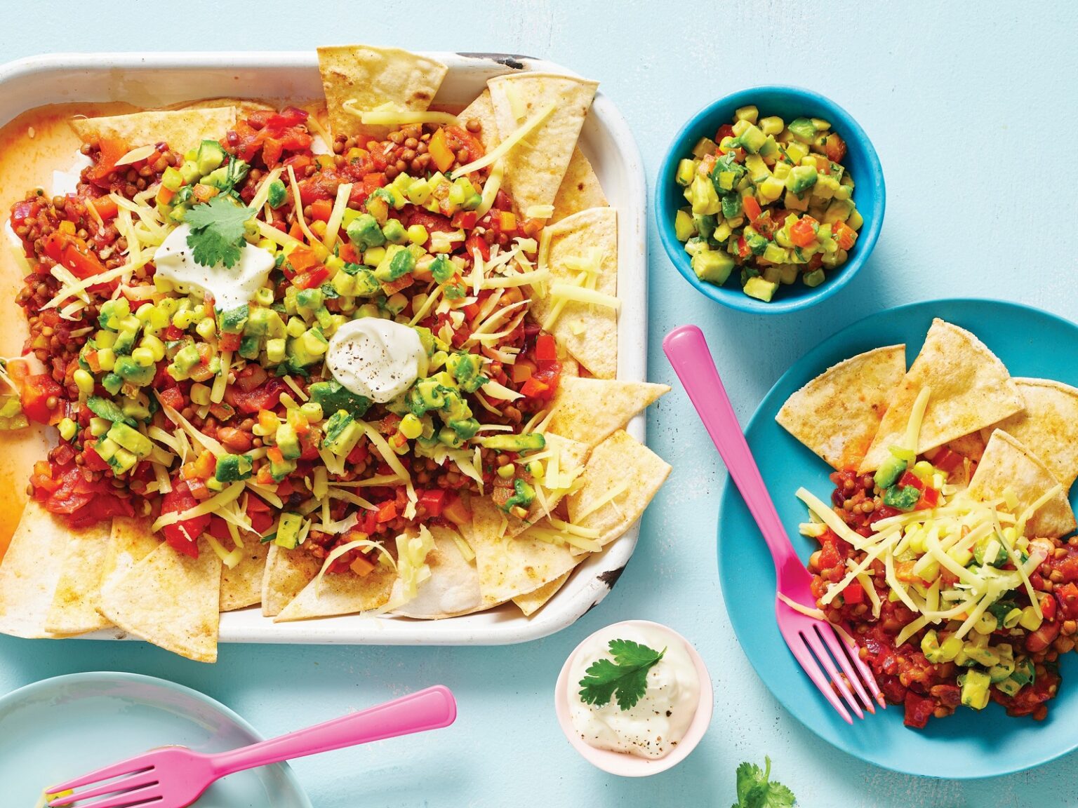 Bean and lentil nachos