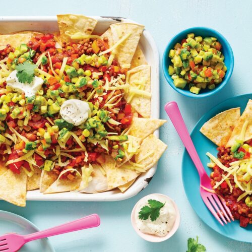 Bean and lentil nachos