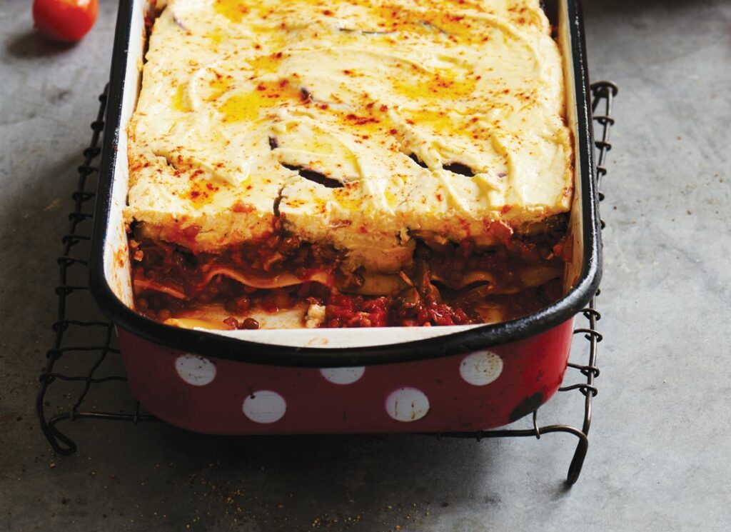 Mushroom and lentil lasagne