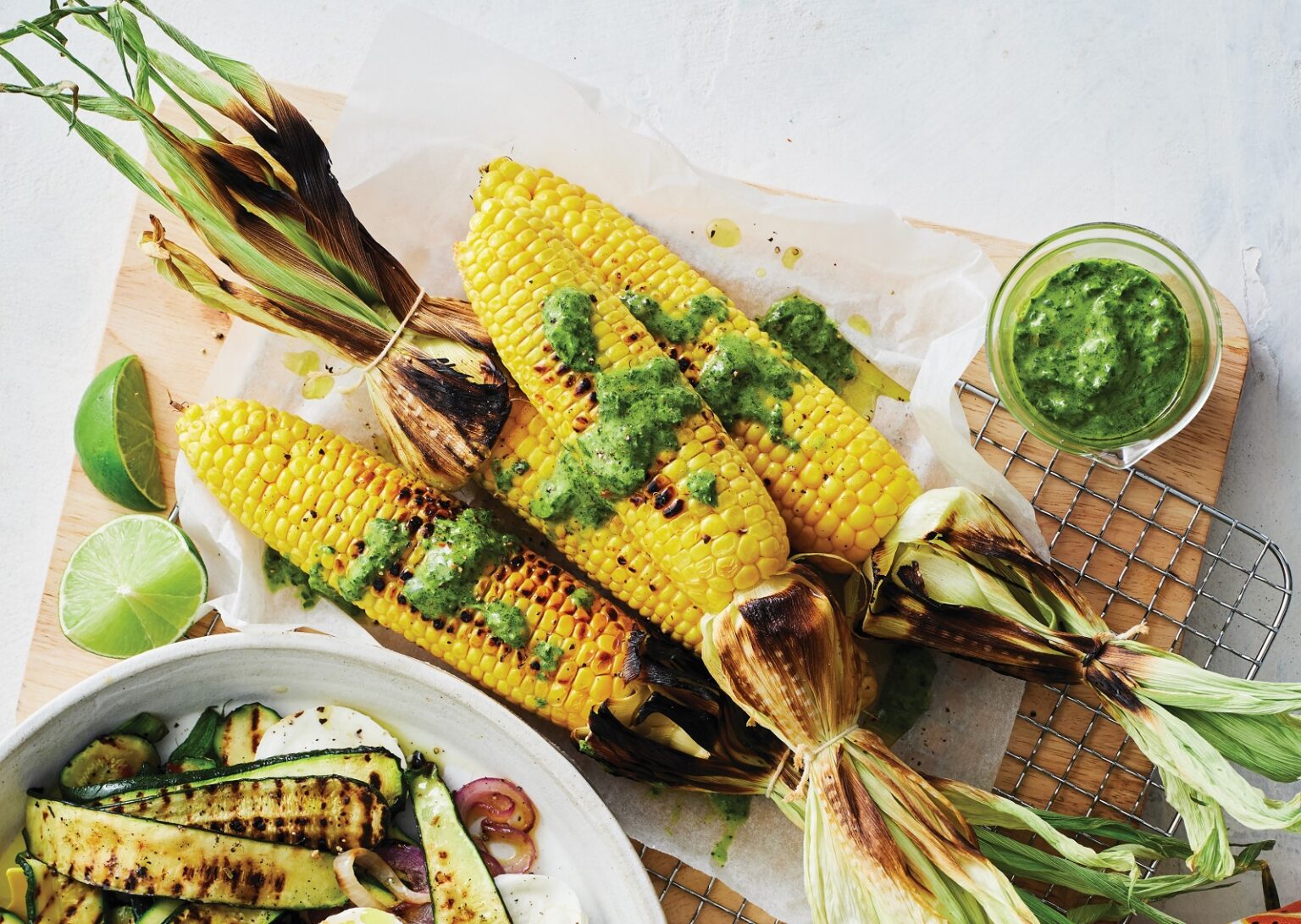 Barbecued sweetcorn with fresh gremolata