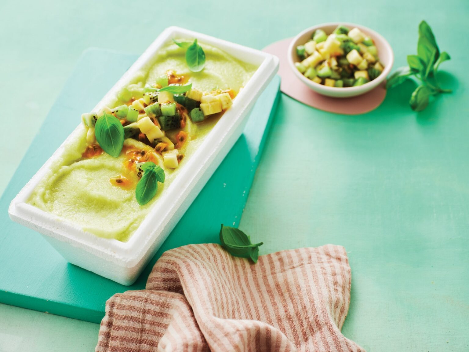 Pineapple sorbet with fresh fruit