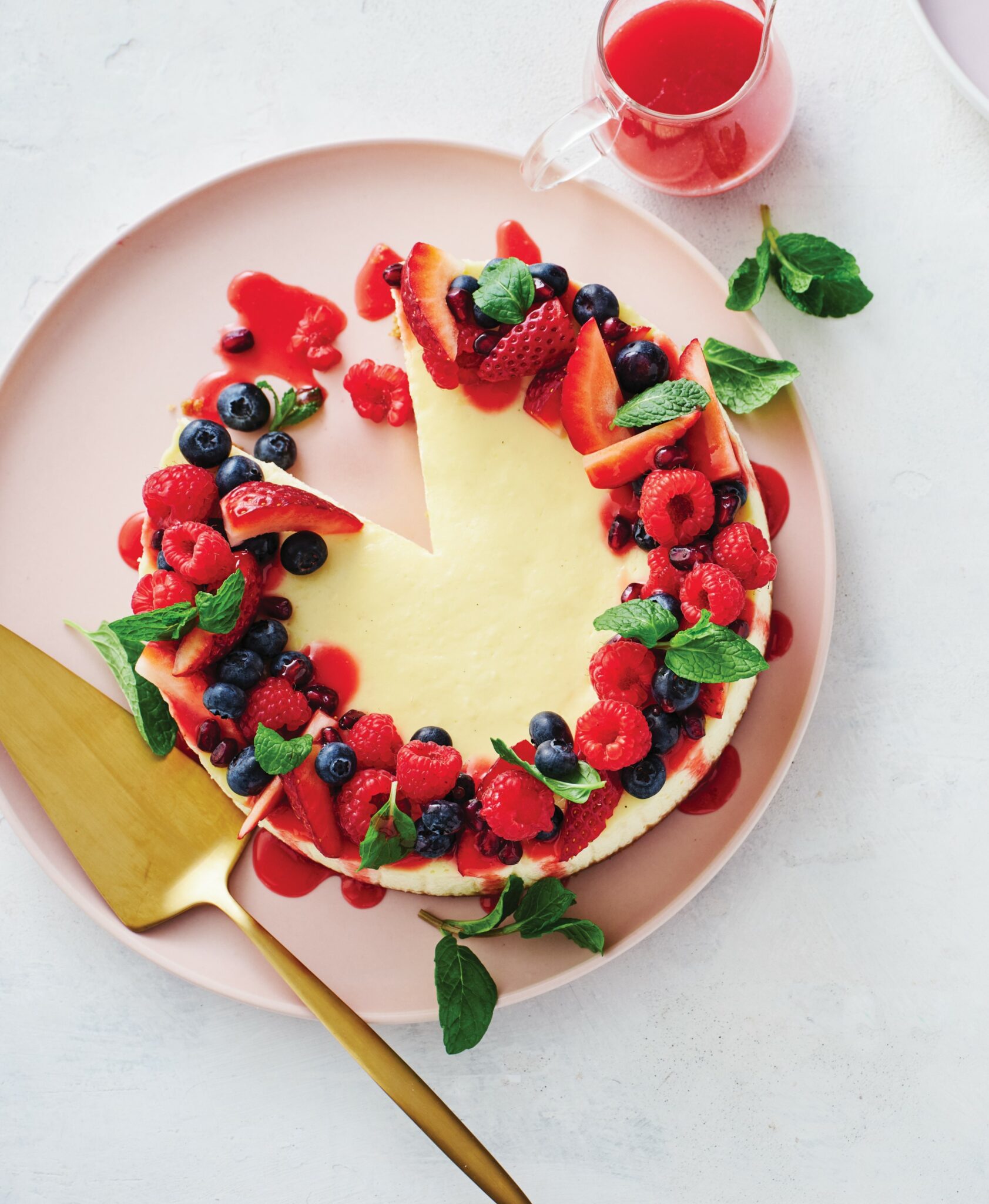 Citrus and berry cheesecake wreath