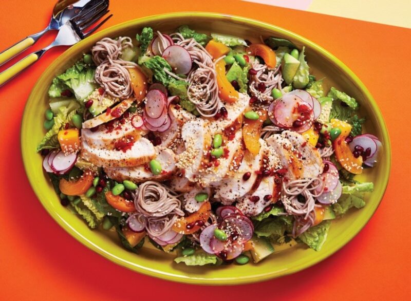 Chicken and apricot salad with lime dressing