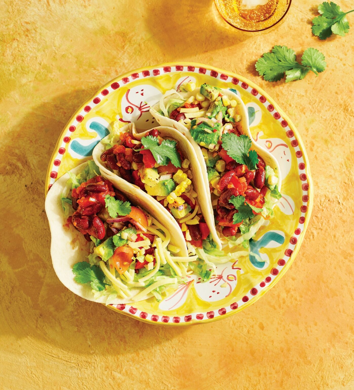 Vegetarian tacos with avocado salsa