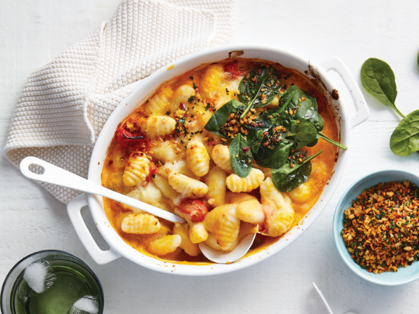 Pumpkin and tomato gnocchi bake with herb crumbs Pumpkin and tomato gnocchi bake with herb crumbs