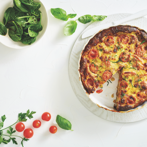 Tomato and basil crustless quiche