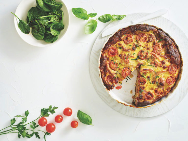 Tomato and basil crustless quiche