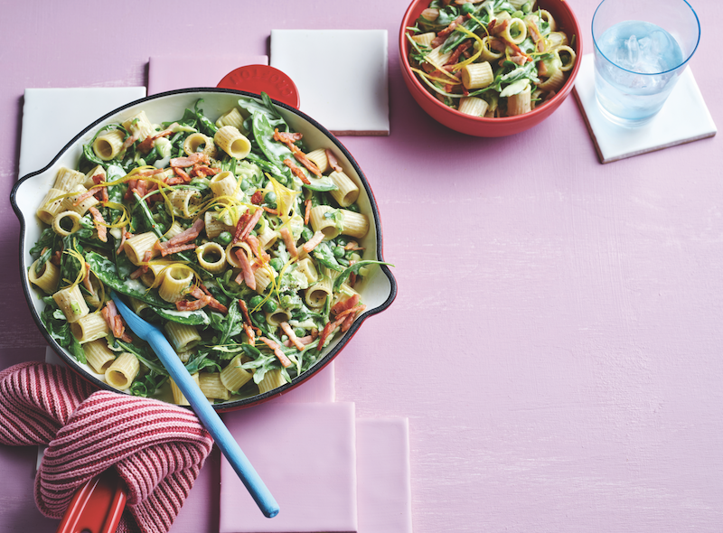 Gluten-free creamy pasta with bacon and zucchini Gluten-free creamy pasta with bacon and zucchini