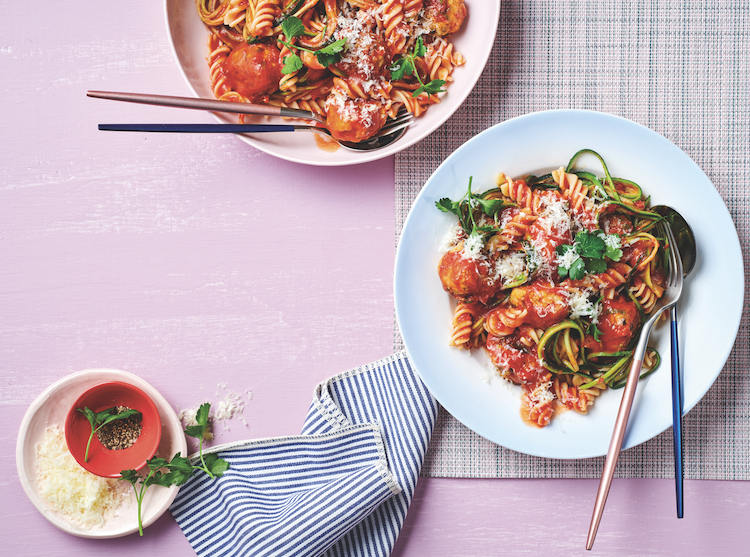 Gluten-free spirals with chicken meatballs Gluten-free spirals with chicken meatballs