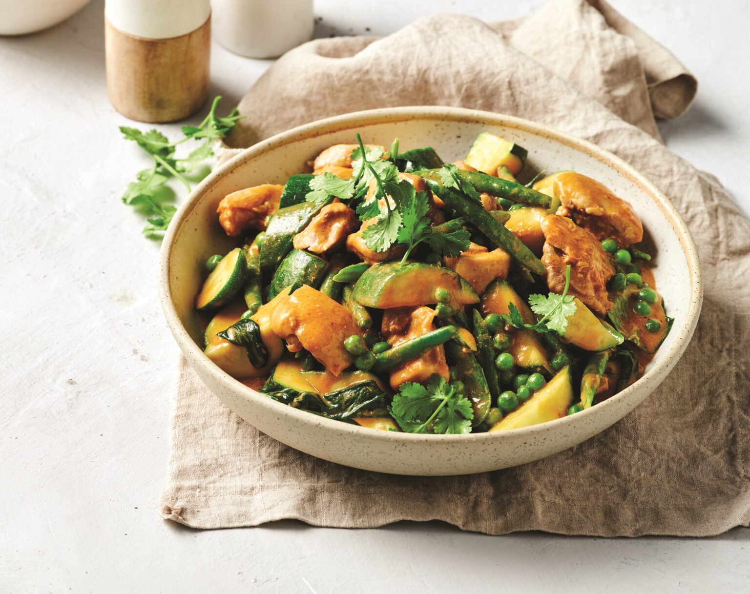 Chicken satay curry with brown rice