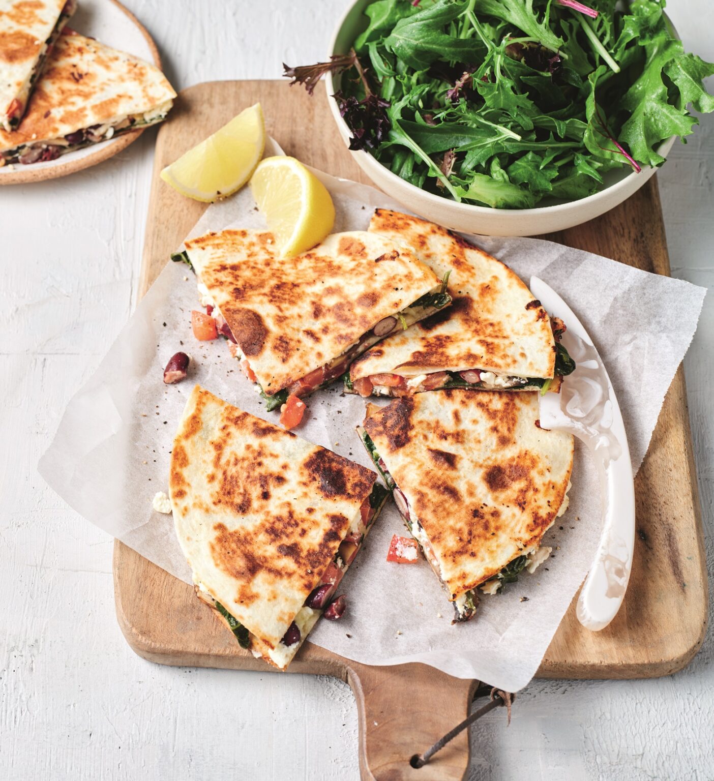 Cheese and spinach quesadillas
