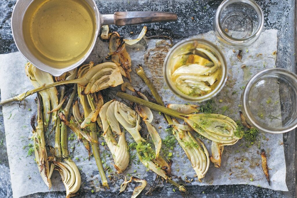 Pickled roasted fennel