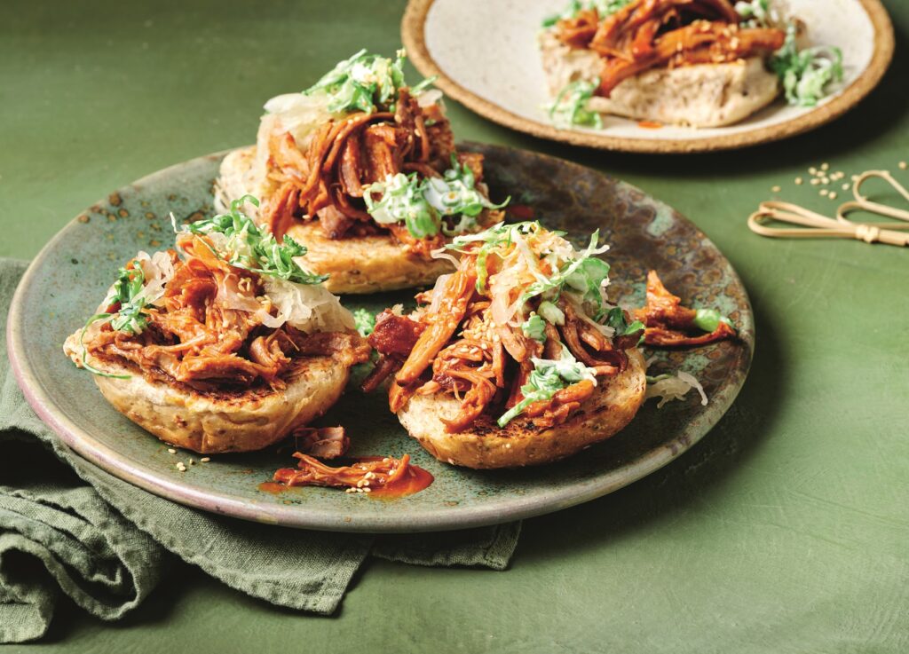 Pulled pork buns with sauerkraut