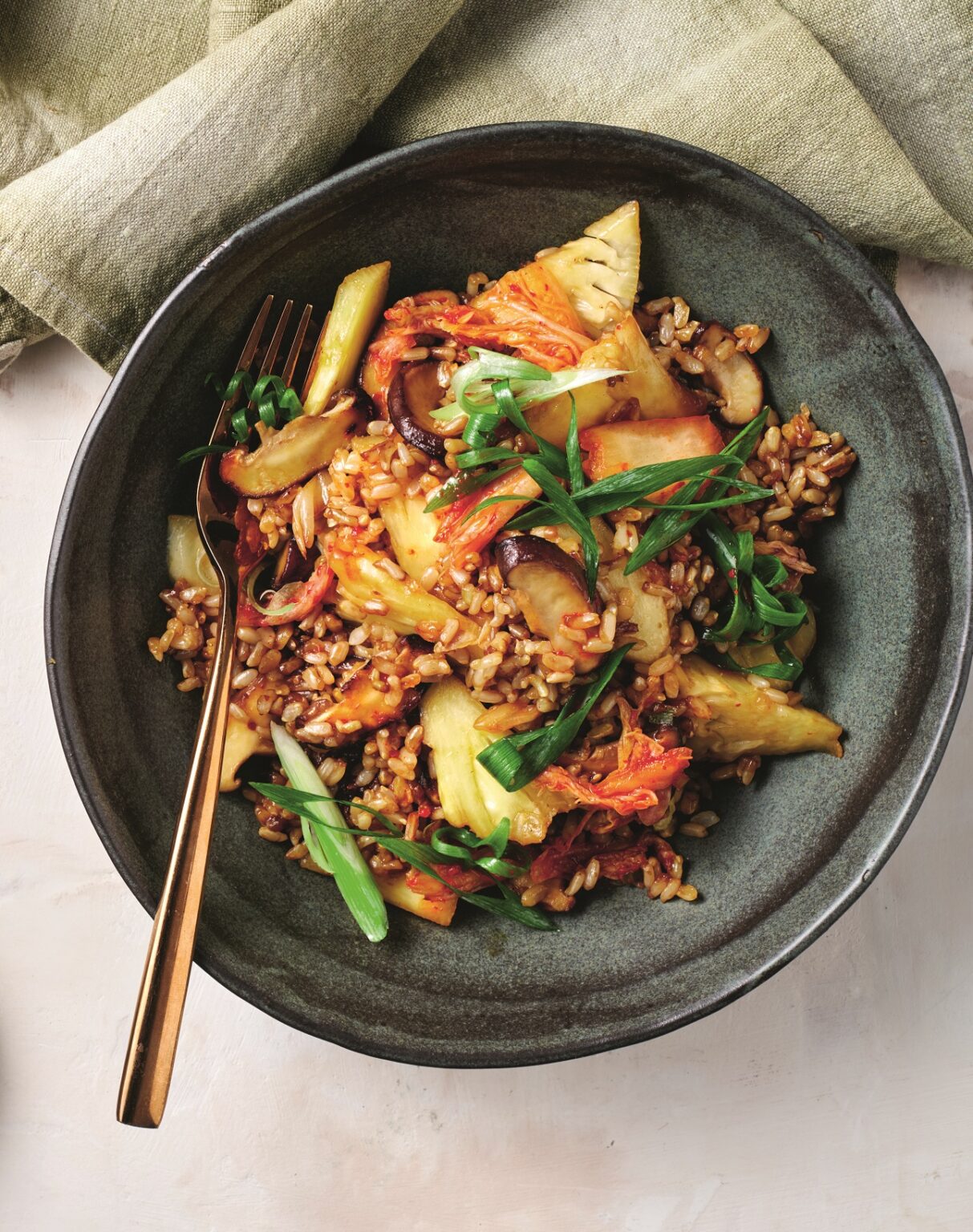 Vegan pineapple fried rice with kimchi