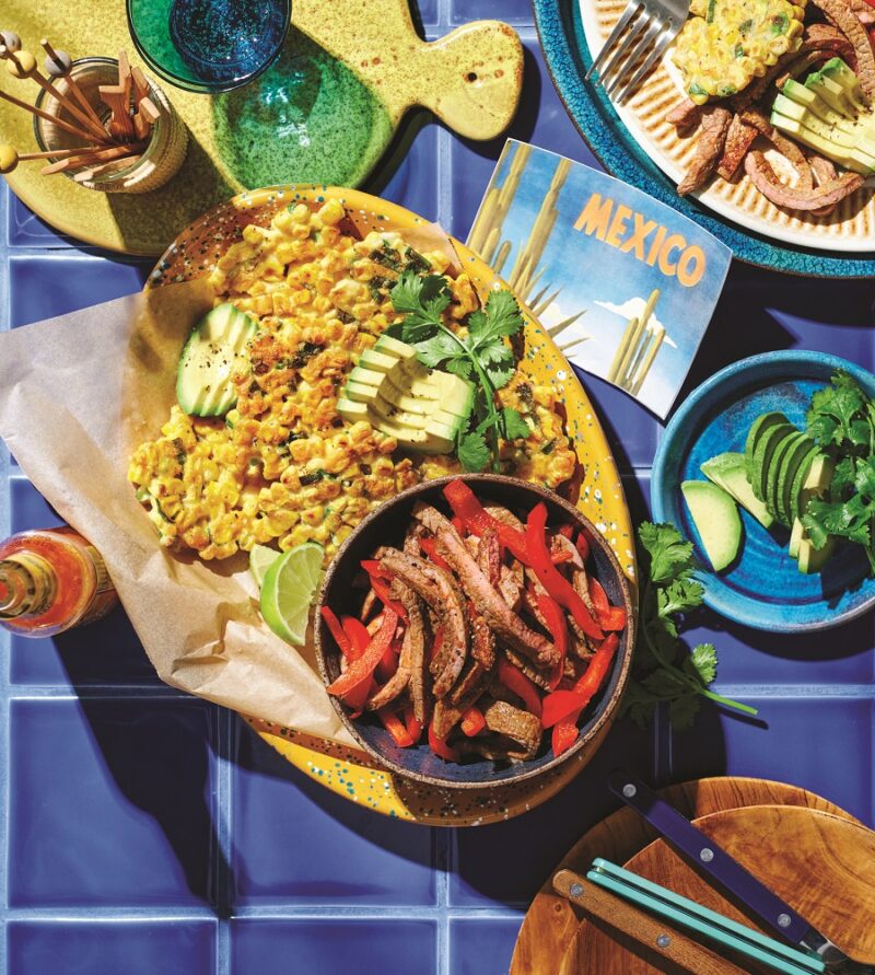 Spicy beef with corn fritters
