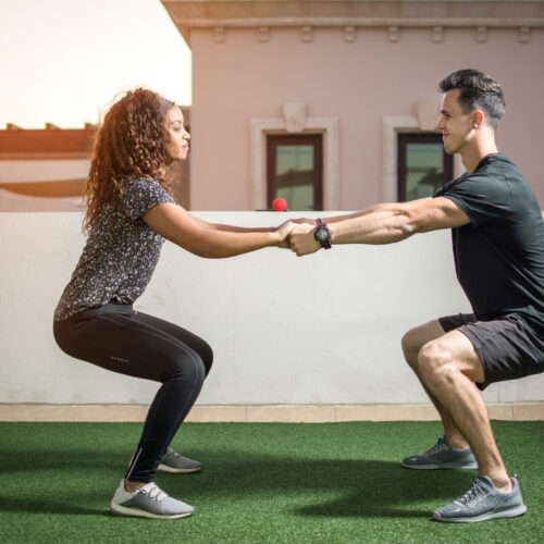 Squat together, unweighted option