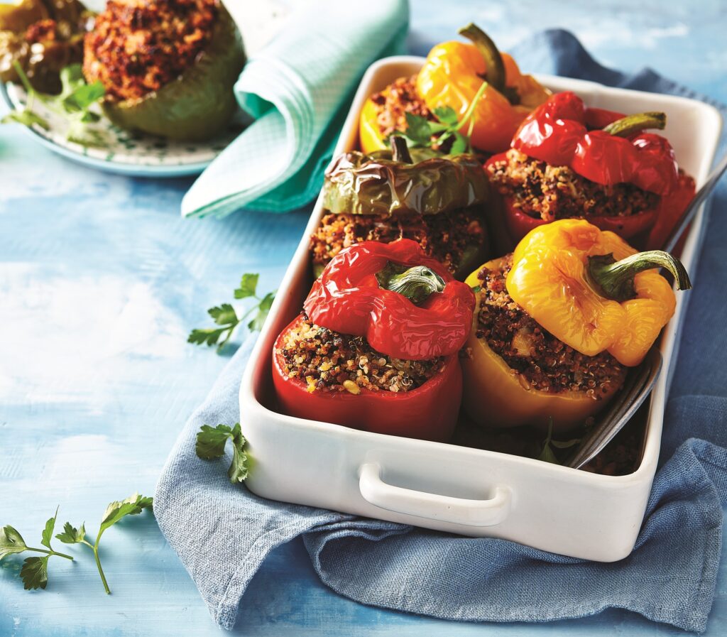 Stuffed lamb and quinoa peppers