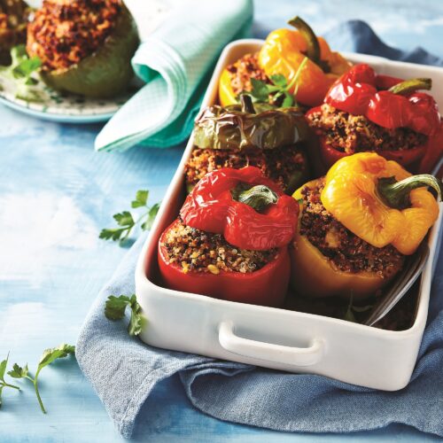 Stuffed lamb and quinoa peppers
