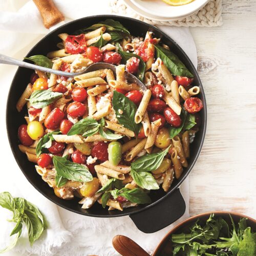 Creamy tomato and lemon pasta with cottage cheese