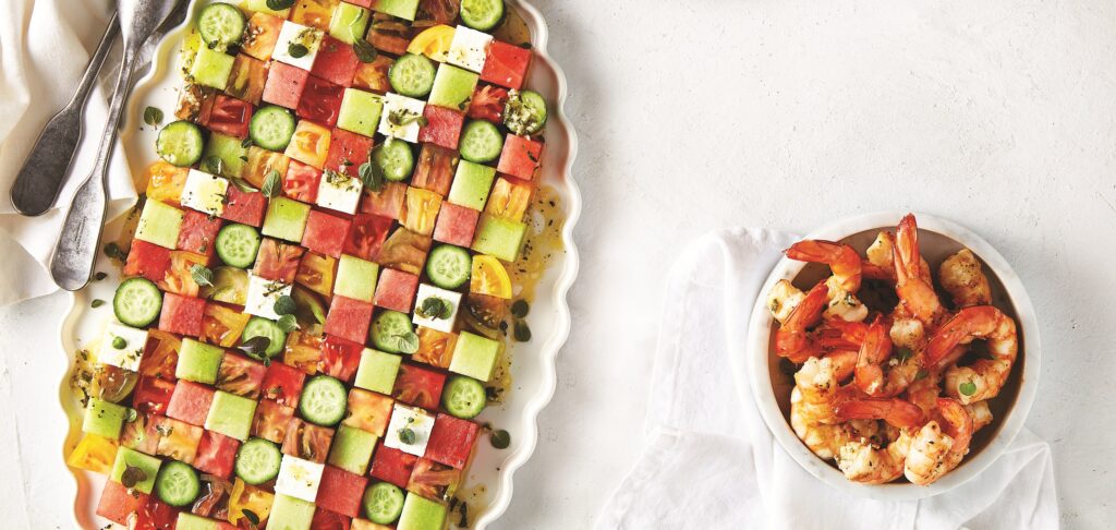 Grid salad with grilled prawns Grid salad with grilled prawns