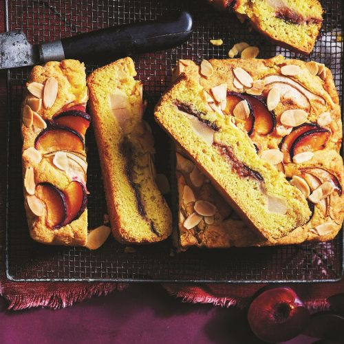 Pear and plum shortcake
